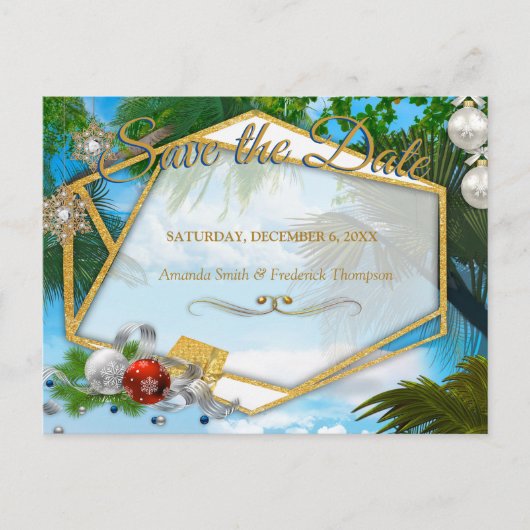 クリスマスの夏の日付を保存 案内ポストカード (正面)