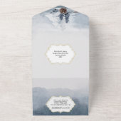 クリスマスの夕暮れの青い森結婚の松 オールインワン招待状 (外側)