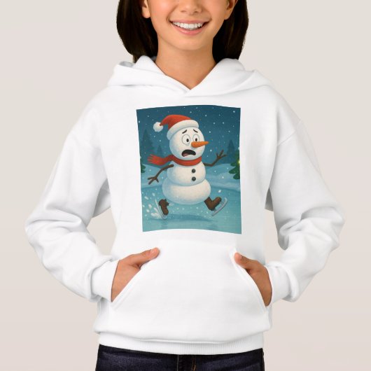 クリスマスの夜にアイススケートをするおかしな雪だるま (正面)