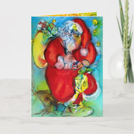 クリスマスの夜にランタンを持つサンタクロース シーズンカード