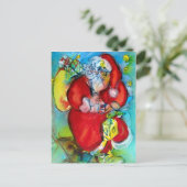 クリスマスの夜にランタンを持つサンタクロース シーズンポストカード (スタンド正面)