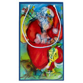 クリスマスの夜にランタンを持つサンタクロース スモールペーパーバッグ (裏面)