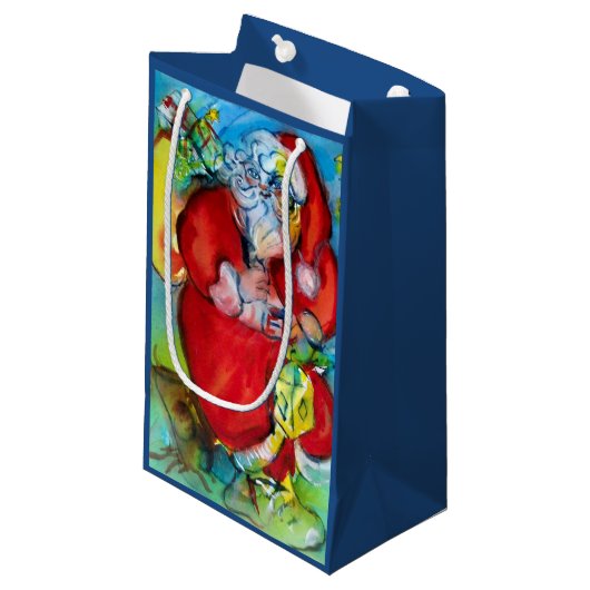 クリスマスの夜にランタンを持つサンタクロース スモールペーパーバッグ (正面アングル)