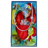 クリスマスの夜にランタンを持つサンタクロース スモールペーパーバッグ (正面)