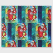 クリスマスの夜にランタンを持つサンタクロース ラッピングペーパー (フラット)