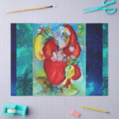 クリスマスの夜にランタンを持つサンタクロース 薄葉紙 (クラフト)