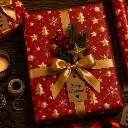 クリスマスの夜に輝く ラッピングペーパーシート
