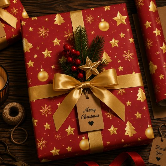 クリスマスの夜に輝く ラッピングペーパーシート