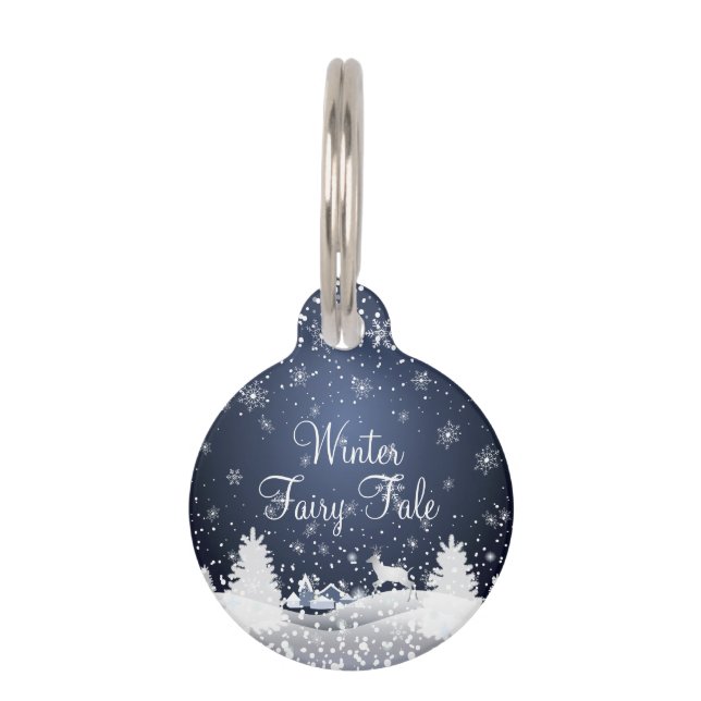 クリスマスの夜のおとぎ話。 ファンタジーの森林 ペット　ネームタグ (裏面)