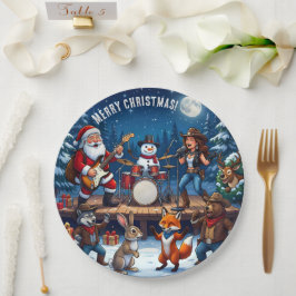 クリスマスの夜のカントリーロック ペーパープレート