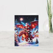 クリスマスの夜のサンタとドラゴン カード (正面)