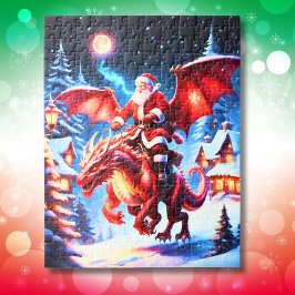 クリスマスの夜のサンタとドラゴン ジグソーパズル