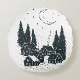 クリスマスの夜の夢 – 両面の冬 ラウンドクッション