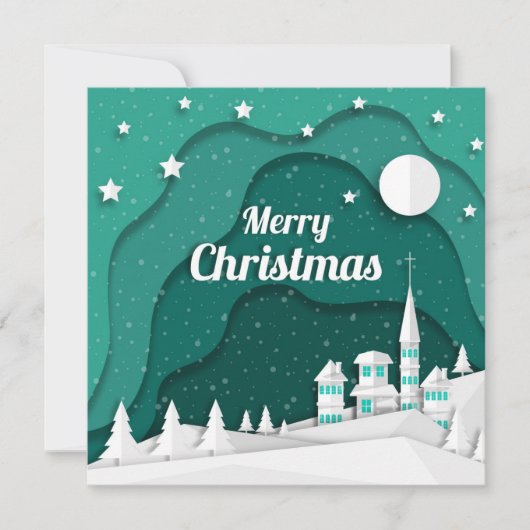 クリスマスの夜の村カード (正面)