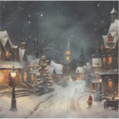 クリスマスの夜の素敵なクリスマスの村。 シール (正面)