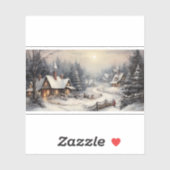 クリスマスの夜の素敵な村 シール (シート)