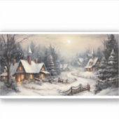 クリスマスの夜の素敵な村 シール (正面)