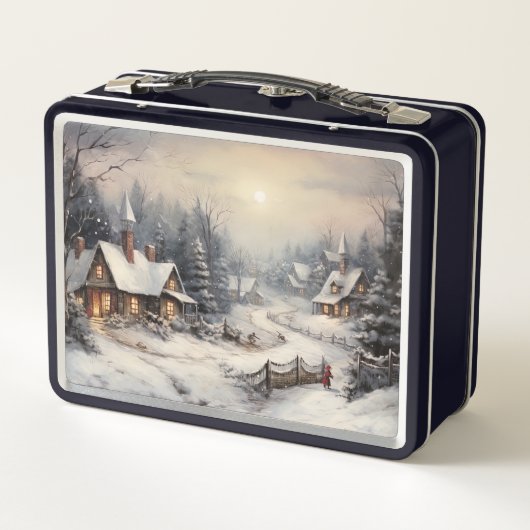 クリスマスの夜の素敵な村 メタルランチボックス (裏面)