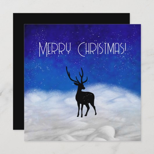 クリスマスの夜の鹿のシルエット (正面/裏面)