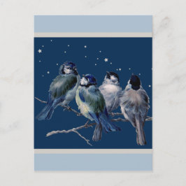 クリスマスの夜はがき（青と銀） シーズンポストカード