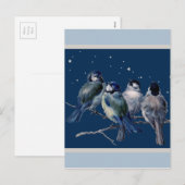 クリスマスの夜はがき（青と銀） シーズンポストカード (正面/裏面)