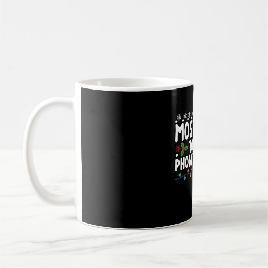 クリスマスの夜は携帯に夢中 コーヒーマグカップ (左)