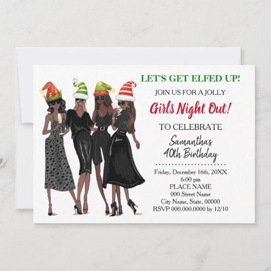 クリスマスの夜を楽しもう誕生日 招待状 (正面)