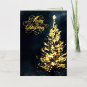クリスマスの夜空に輝くツリー 箔シーズンカード (正面)