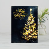クリスマスの夜空に輝くツリー 箔シーズンカード (立ち正面)