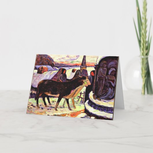 クリスマスの夜、ガウギンによる美術絵画 カード (正面)