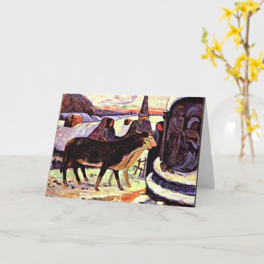 クリスマスの夜、ガグーの美術絵画 カード (黄色い花)