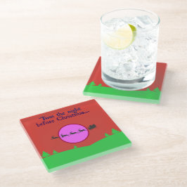 クリスマスの夜 赤と緑 ガラスコースター