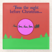 クリスマスの夜 赤と緑 ガラスコースター (正面)