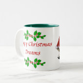 クリスマスの夢猫の昼寝のマグ ツートーンマグカップ (正面左)
