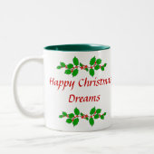 クリスマスの夢猫の昼寝のマグ ツートーンマグカップ (左)