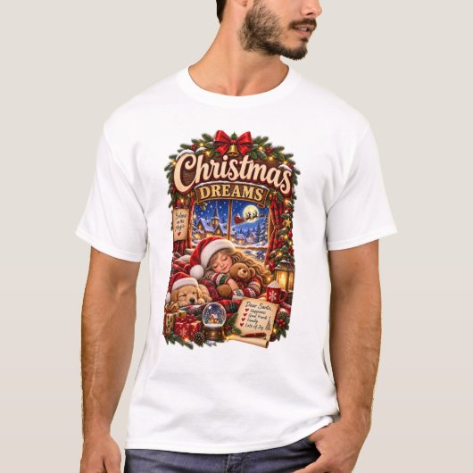 クリスマスの夢 - ほっこり魔法のクリスマス・ナイト Tシャツ (正面)