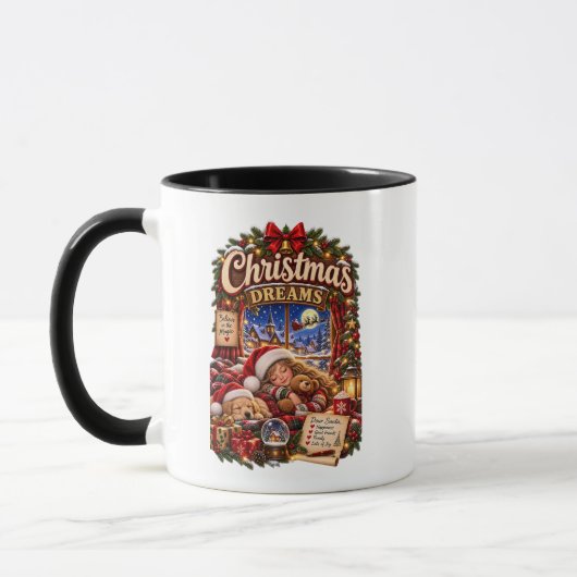 クリスマスの夢 – クリスマスの朝の温かなコーヒー マグカップ (左)