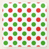 クリスマスの大きい水玉模様のパタングラスのコースター ガラスコースター (正面)