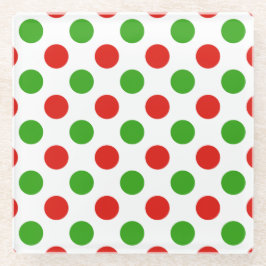 クリスマスの大きい水玉模様のパタングラスのコースター ガラスコースター