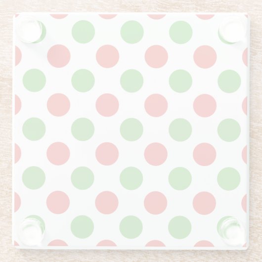 クリスマスの大きい水玉模様のパタングラスのコースター ガラスコースター (裏面)