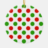クリスマスの大きい水玉模様パターン陶磁器のオーナメント セラミックオーナメント (正面)
