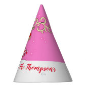 クリスマスの大きい(雄ジカの)枝角のトナカイのピンクの名前の帽子 パーティーハット (右)