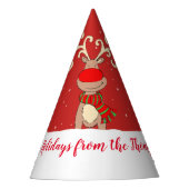 クリスマスの大きい(雄ジカの)枝角のトナカイの赤い一流の帽子 パーティーハット (正面)