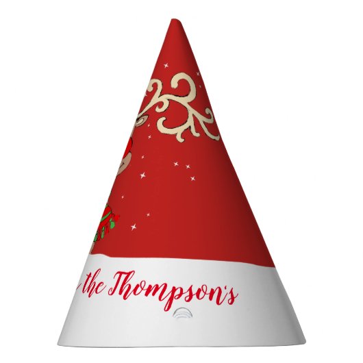 クリスマスの大きい(雄ジカの)枝角のトナカイの赤い一流の帽子 パーティーハット (右)