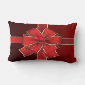 クリスマスの大きく赤い弓休日のユール（キリスト降誕祭）のリボンのモノグラム ランバークッション (裏面)