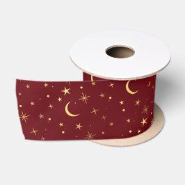 クリスマスの天体月と星 サテンリボン