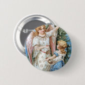 クリスマスの天使および子供 缶バッジ (正面&裏面)