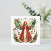 クリスマスの天使とろうそくの灯るランタン シーズンカード (スタンド正面)