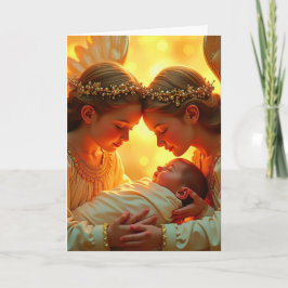 クリスマスの天使とイエスが折り畳んだグリーティングカード カード