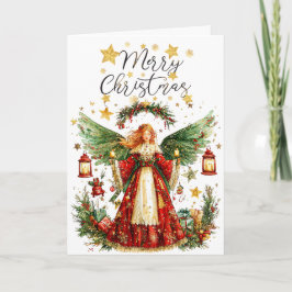 クリスマスの天使とクリスマスプレゼントのクリスマス カード